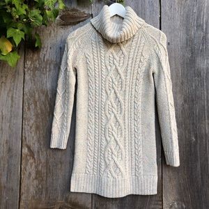 GAP Cream Cable Knit Turtleneck Sweater Dress